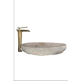 Resim Sipahi Marble Traverten Oval Tasarım Damla Lavabo 