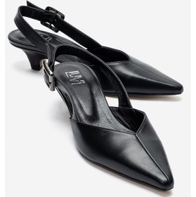 Resim Luvishoes Dıorıs Siyah Cilt Hakiki Deri Kadın Kısa Topuklu Ayakkabı 