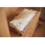 Resim 4 Katlı Ekru Saçaklı Çok Amaçlı Müslin Bezi Örtü Battaniye Çok Renkli 