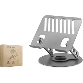 Resim ForWhat Büro Ev Ofis Bilgisayarı Için Gri Karbon Çelik 360 Dönen Model Notebook Standı 