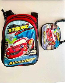 Resim Efe Şimşek Mcqueen Baskılı 3 Gözlü Astarlı Suluk Bölmeli Beslenmeli Anaokulu İlkokul Çantası 