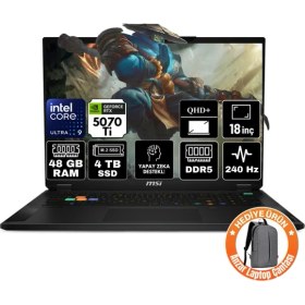 Resim Msı Stealth 18 Hx Aı Intel Core Ultra 9 275HX 48GB 4tb SSD RTX5070TI 12GB Freedos 18" Qhd+ 240Hz Taşınabilir Bilgisayar A2XWHG-024TR-A12 