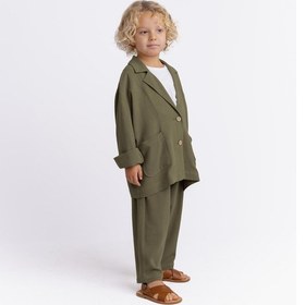 Resim Oliven The Kid Unisex Keten Blazer Ceket Haki Haki 