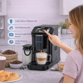 Resim Yasomi Brewsta Ws-D5 Çelik Kahve Öğütücülü, Süt Köpürtücülü, Dokunmatik Ekranlı Full Otomatik Espresso Makinesi 
