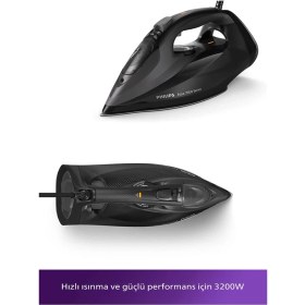 Resim Philips 7500 Serisi Azur 260G Şok Buhar 55G/DK Sürekli Buhar 3200W Güçlü Performans Steamglide Elite Taban Ütü Otomatik Güvenli Kapanma Damlama Önleyici Kireç Temizleme 