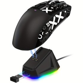 Resim Besthome1 Attack Shark X11 Siyah Ve Kablosuz Rgb Şarj Tabanlı Oyun Faresi 3 Mod 22400 Dpı Pc Mac Besthome1 