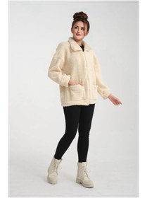 Resim Genel Markalar Fermuarlı Oversize Astarsız Peluş Mont 