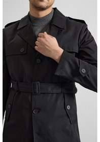 Resim Süvari Siyah Slim Düz Cepsiz Trençkot Mn2008700542-s09 Siyah 