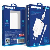 Resim Genel Markalar Android Xiaomi Ve Samsung Uyumlu 67w Usb Turbo Hızlı Şarj Aleti Seti Esnek Kablo Type-c - M6 
