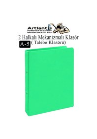Resim 2 Halkalı Klasör 1 Adet A5 Pvc Öğrenci Ve Ofis Tipi Evrak Sunum Klasörü İç Cepli Otomatik Mekanizmalı Büro Okul Arşivle Açık Yeşil 