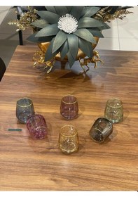 Resim Paşabahçe Lav-304 Renkli Ağzı Yaldızlı 6 Renk Kahve Yanı Su Bardağı , Meşrubat Bardağı , Çeyizlik , Hediyelik Renkli 