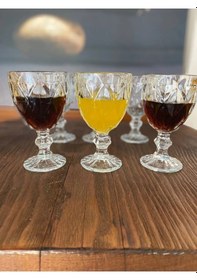 Resim Dila Kahve Yanı Su Bardak 6 Lı Ryg8006 Altın - Şeffaf 