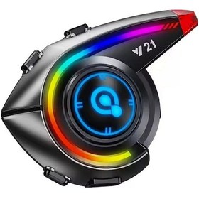 Resim Vtn-21 Y21 Rgb Işık Efektli Intercom Bluetooth Motosiklet Kask Kulaklığı Intercom Kulaklık 