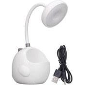 Resim Öğrenciler İçin 360 Derece Kaz Boynu Usb Şarj Edilebilir Kalem Tutucu İle Sevimli Dinozor Şekilli Led Masa Lambası Beyaz 