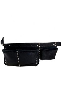 Resim Hakiki Deri Tekniker Alet Edevat Çivi Önlüğü Bel Çantası Siyah 