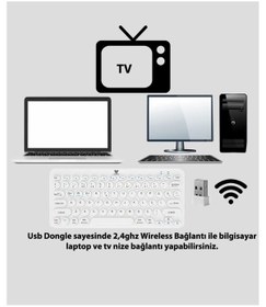 Resim Kablosuz Klavye Beyaz Çift Modlu 