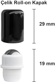 Resim Afracam 10 ml Çelik Roll On Şişesi 10 cc Sızdırmaz Siyah Kapaklı Cam Şişe 25 Adet (Amber, 10) 