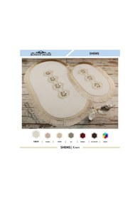 Resim Shems Oval Krem 2'li Dantelli Ve Saçaklı Banyo Halısı Paspası Set Krem 
