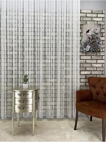 Resim Armür Çizgili Tül Perde 1/3 Sık Pile - Ekstraforlu 