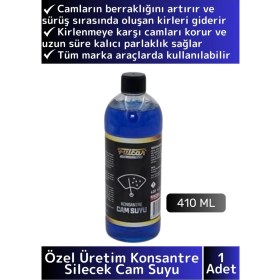Resim Premium Yüksek Kaliteli Iz Bırakmaz Canlı Görüş Sağlayan Oto Araç Konsantre Silecek Cam Suyu 410 ml 