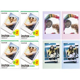 Resim Instax mini 80'li Film ve 4 Fotoğraf Çerçevesi 