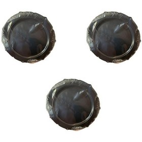 Resim Omeyva Davet Parti Sunum Doğum Günü Siyah Renkli Sert Plastik Mika Tabak - 22 Cm. -6 Adetlik 3 Paket Siyah 