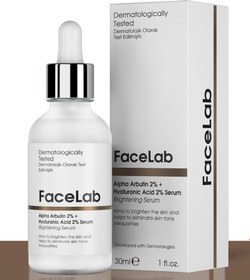 Resim Facelab leke karşıtı cilt tonu eşitleyici aydınlatıcı alpha arbutin %2 cilt bakım serumu 30 ml 