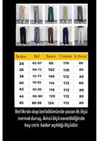 Resim Ritnice Line Kadın Likralı Cırt Kapama Yağ Yeşili Palazzo Pantolon Yeşil 