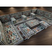 Resim ademircan padişah şark köşe GRİ anadolu şark köşesi takımı 10 cm kalınlık -şık balkon salon takımı(19 parça) 