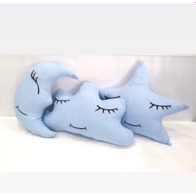Resim 3 Lü Ay Bulut Yıldız Yastık Seti Mavi Uyku Arkadaşları 