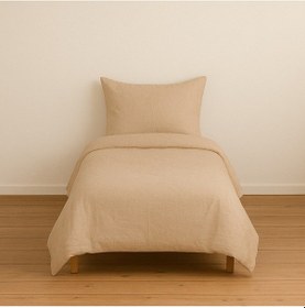 Resim Tek Kişilik Düz Renk Bej Nevresim + 1 Adet Yastık Kılıfı Bej 