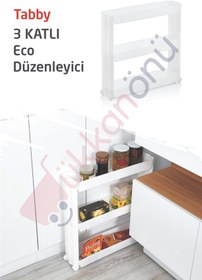 Resim Dükkanönü Tabby 3 Kat Raflı Tekerlekli Banyo Mutfak Düzenleyici Organizer ( Beyaz ) 