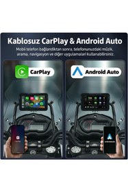 Resim KAZEMTECH Motosiklet CarPlay Dokunmatik Ekran Su Geçirmez CarPlay & Android Auto | Bluetooth-GPS 6 İnç 