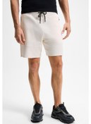 Resim KONSA Erkek Beli Lastikli Kordonlu Yanları Fermuarlı Cepli Relaxed Fit Ekru Şort & Bermuda 