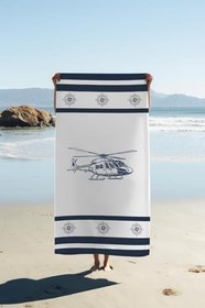 Resim Dijital Baskı Plaj Deniz Havlusu Helikopter Desenli Peştamal HVL0227 