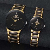 Resim 2 adet/set Moda Kuartlı Çiftler Saat Seti, Çinko Alaşım Yuvarlak Kasa, Elegant İş Casual Stil, Dolumsuz Düğme Pili - Kutu Dahil Değil 