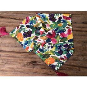 Resim Suluboya Renkli Yapraklar Desenli Runner Çok Renkli 