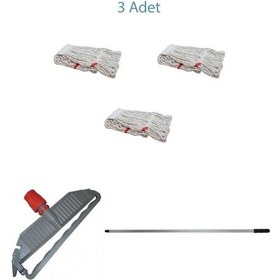 Resim Sska Cod-Ex Geniş Islak Paspas Mop Takımı Seti Geniş Islak Mop Başlığı 3'lü + Metal Sap + Mop Tutucu 