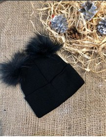 Resim İREM'S ACCESSORİES Kız Bebek Ponponlu Siyah Triko Bere 