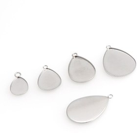 Resim 10 Adet 4 Boyutlu Damla Şekilli Paslanmaz Çelik Kolye Kolye Ayarı Kabartma Cameo Taban Tepsi Bezel Boş Kolye Tepsi DIY Takı Yapımı Bulguları Küçük İşletme Malzemeleri 
