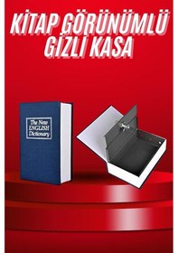 Resim Techmrt Kitap Görünümlü Gizli Kasa Büyük Boy Anahtarlı Kilitli Para Kasası 