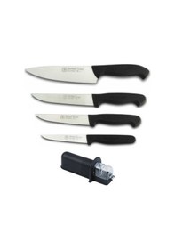 Resim Sürbisa Sürmene Şef Bıçak Seti 4 Ad. Bıçak + 1 Ad. Bıçak Bileyic Siyah 