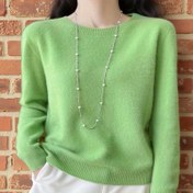 Resim Kadınlar İçin Şık Düz Limon Yeşili Kazak - Yumuşam Yuvarlak Boyun Uzun Kollu Sıcacık Çekmece, Orta Esneklik Gündelik ve Resmi Giyim iç İdeal ile Her Duruma uyan Renkli Bol Fit Rahat Tasarım El yapısı şeker yeğeni kazak, 10'lu Paket 