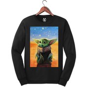 Resim Darkia Baby - Bebek Yoda Baskılı Siyah Sweat - Sweatshirt 