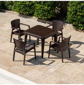 Resim Bintaşmobilya Rattan Plastik Bahçe Masa Sandalye Takımı Venge 