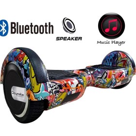 Resim Citymate Elektrikli Kaykay Hoverboard Bluetooth Hoparlörlü 6.5 Inch Akıllı Dengeli - Gökkuşağı Grafiti Desenli 