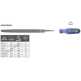 Resim Tome Saplı Üçgen Eğe İnce Diş 150mm 