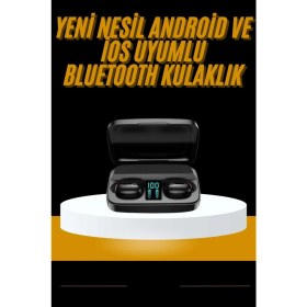 Resim Techno Stock Kablosuz Dijital Göstergeli Çağrı Cevaplayabilen Tws 5.0 Bluetooth Kulaklık 