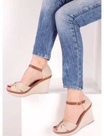 Resim Fox Shoes Bej Kadın Dolgu Topuklu Ayakkabı 9674040505 