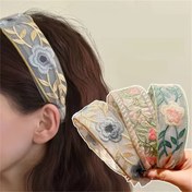 Resim 2 adet/3 adet Kadınlar için Vintage Şık Nakışlı Çiçekli Etnik Tarz Geniş Kenarlı Saç Bandı Alın Perçemi Saç Stili Süs Aksesuarları Günlük Kullanım için Uygun Saç Aksesuarları Saç Bandı 